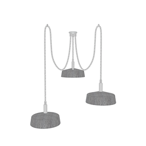 Swag Chandelier: 3 Pendant White Cotton Rope with Felt Dome Shades