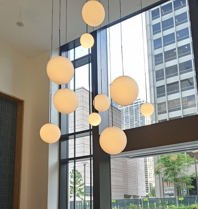 Mixed Neckless Globes Lobby Chandelier