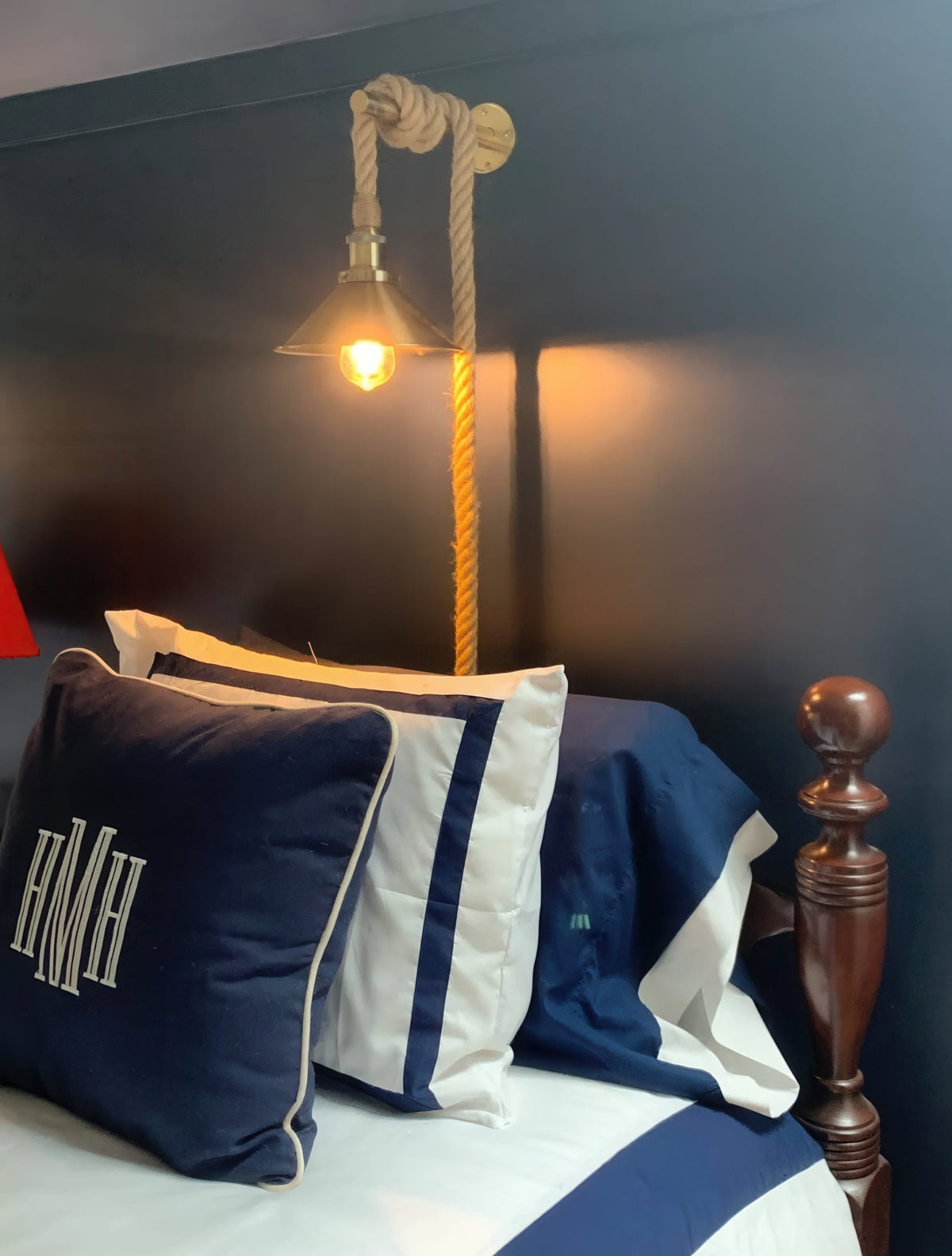 Rope Sconce with Antique Cone Shade