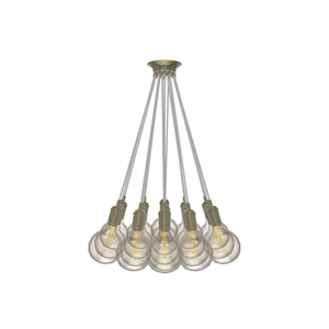 Even Cluster Chandelier: 19 Pendant White with Antique Brass