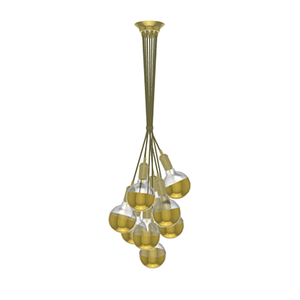 Grape Cluster Chandelier: 9 Pendant Olive and Brass