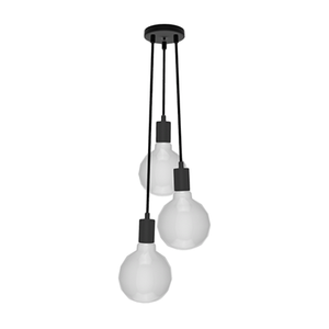 Staggered Cluster Chandelier: 3 Pendant Black and White