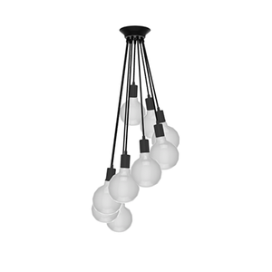 Staggered Cluster Chandelier: 9 Pendant Black and White