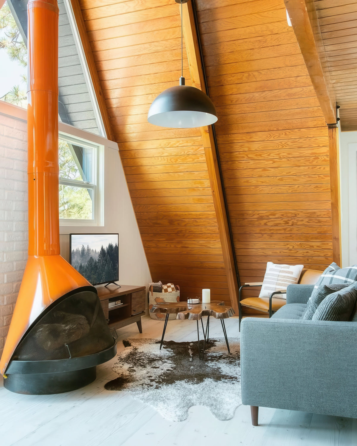 24" Black Dome Pendant Living Room