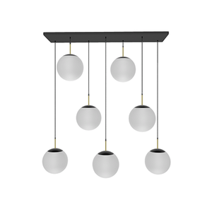 47 x 12"  Metal Chandelier: 7 Pendant with White Neckless 12" Shades
