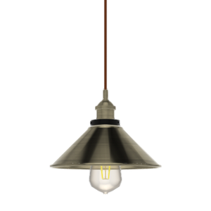 Single Pendant: Rust with Antique Brass Cone Shade
