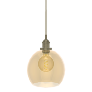 Single Pendant: Antique Brass with Amber Globe Shade