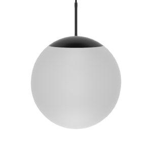 Single Pendant: 14" White Glass Neckless Shade with Black Stem