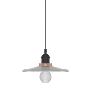 Single Pendant: Black and Grey with Flat Glass Shade