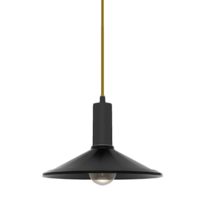 Single Pendant: Gold and Black with Black Flat Shade