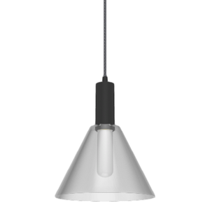 Single Pendant: Black with Glass Cone Shade