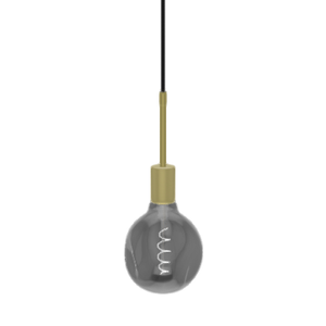 Single Pendant: Black and Brass with Uneven Smoke Globe