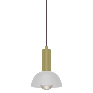 Single Pendant: Mauve and Brass with White Dome Shade