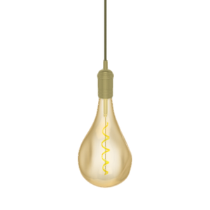 Single Pendant: Olive and Brass with LED XL Uneven Bulb