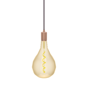 Single Pendant: Mauve and Copper with LED XL Pear Bulb