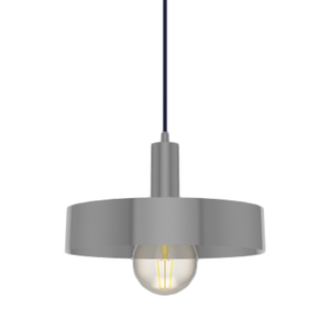 Single Pendant: Nickel and Navy with Large Nickel Drum Shade