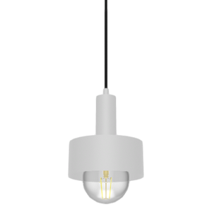 Single Pendant: White and Black with White Drum Shade