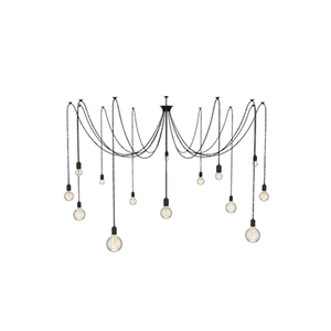 Swag Chandelier: 14 Pendant Black with Clear Globe Mix