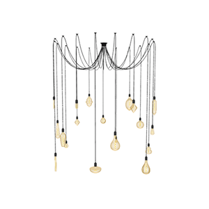 Swag Chandelier: 19 Pendant Black with XL Bulb Mix