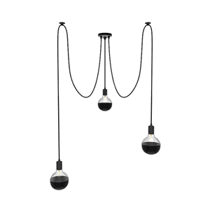 Swag Chandelier: 3 Pendant Black with Dipped Bulbs